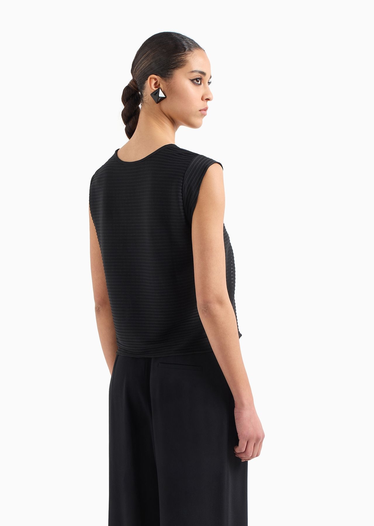 Short-sleeved ottoman-effect jersey top - 3