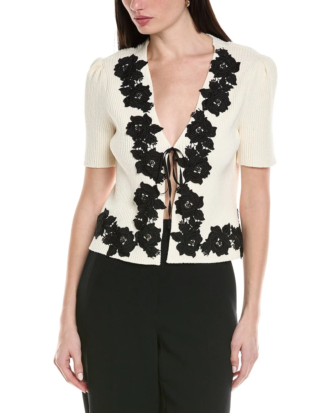 Derek Lam 10 Crosby Maes Short Sleeve Wool-Blend Cardigan - 1