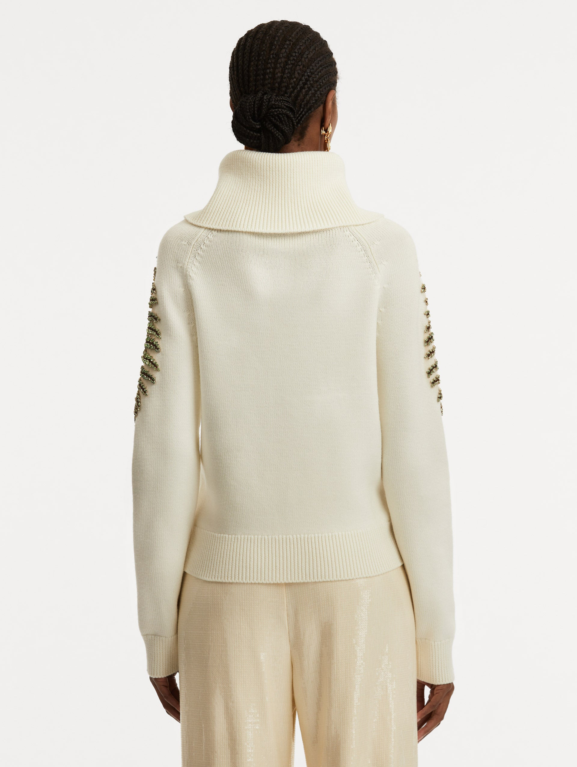 FERN CRYSTAL EMBROIDERED TURTLENECK - 4