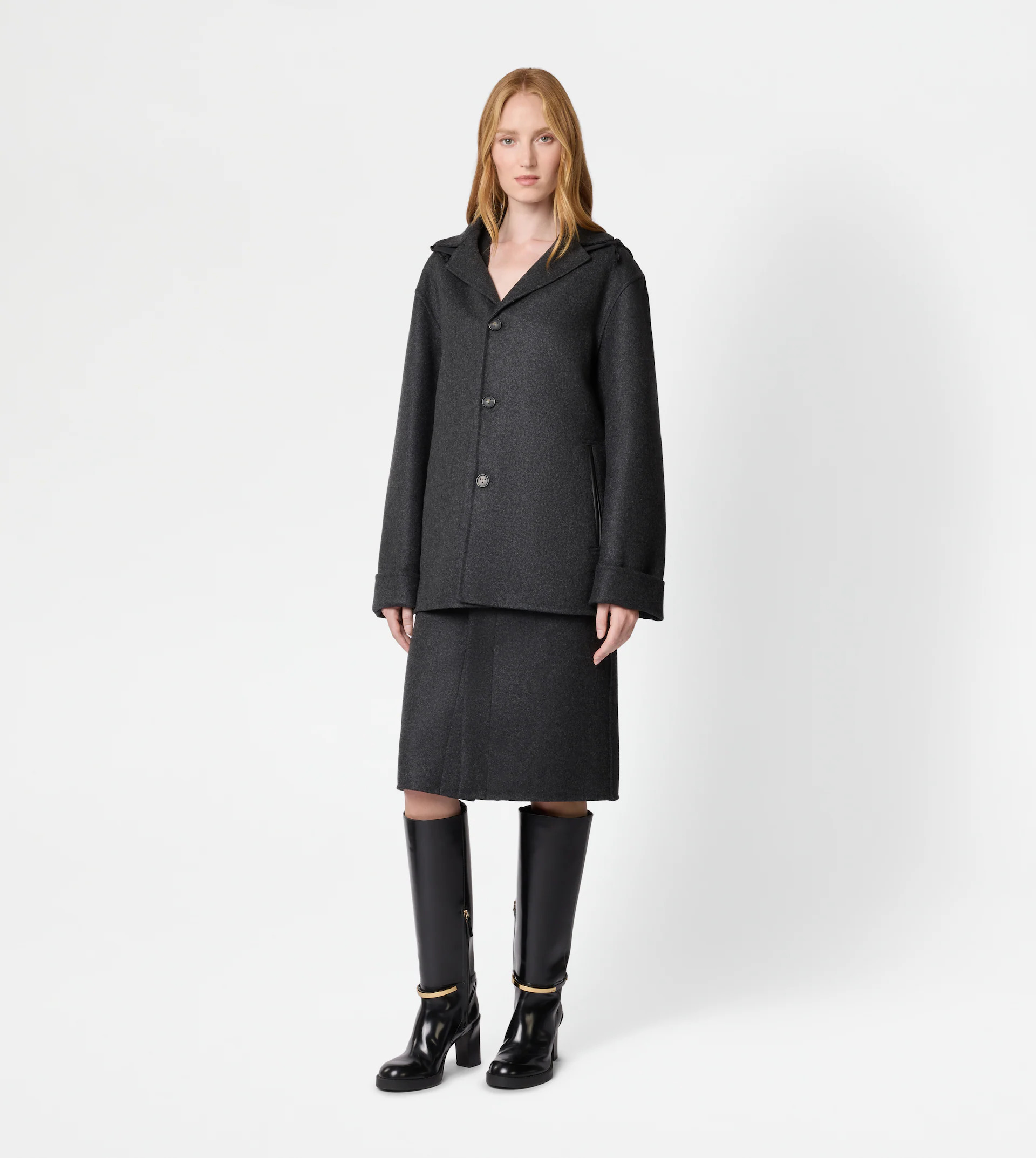 JACKET IN DOUBLE CASHMERE - GREY - 3