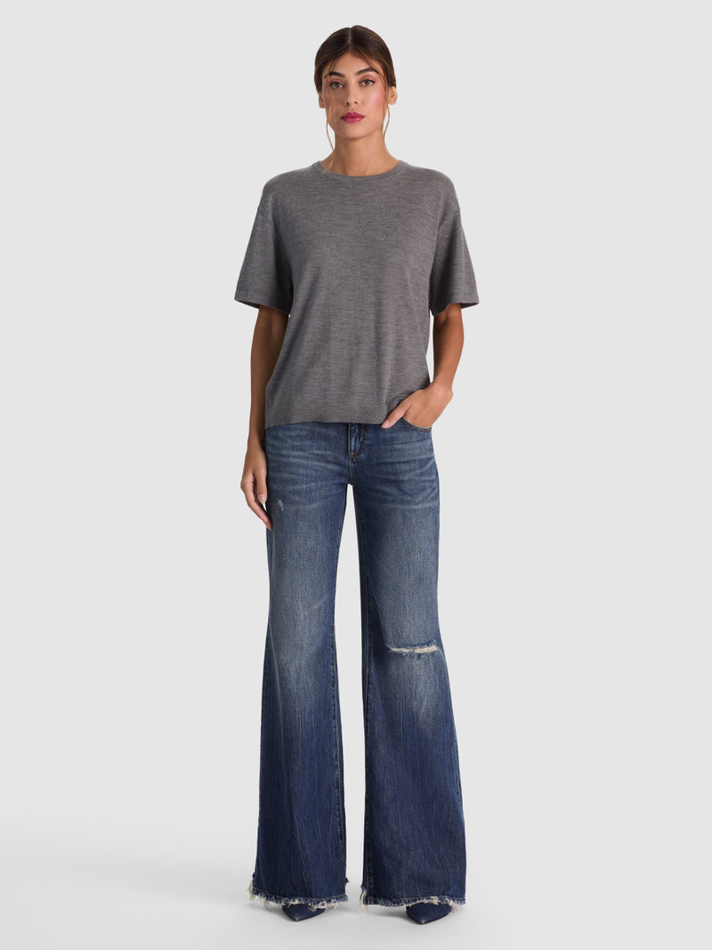 AMELIE CASHMERE KNIT TEE - MEDIUM HEATHER GREY 6