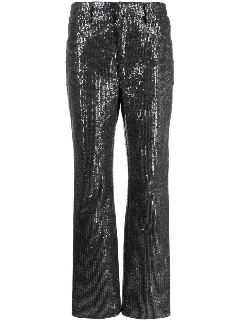 high-waisted sequin-embellished jeans 1