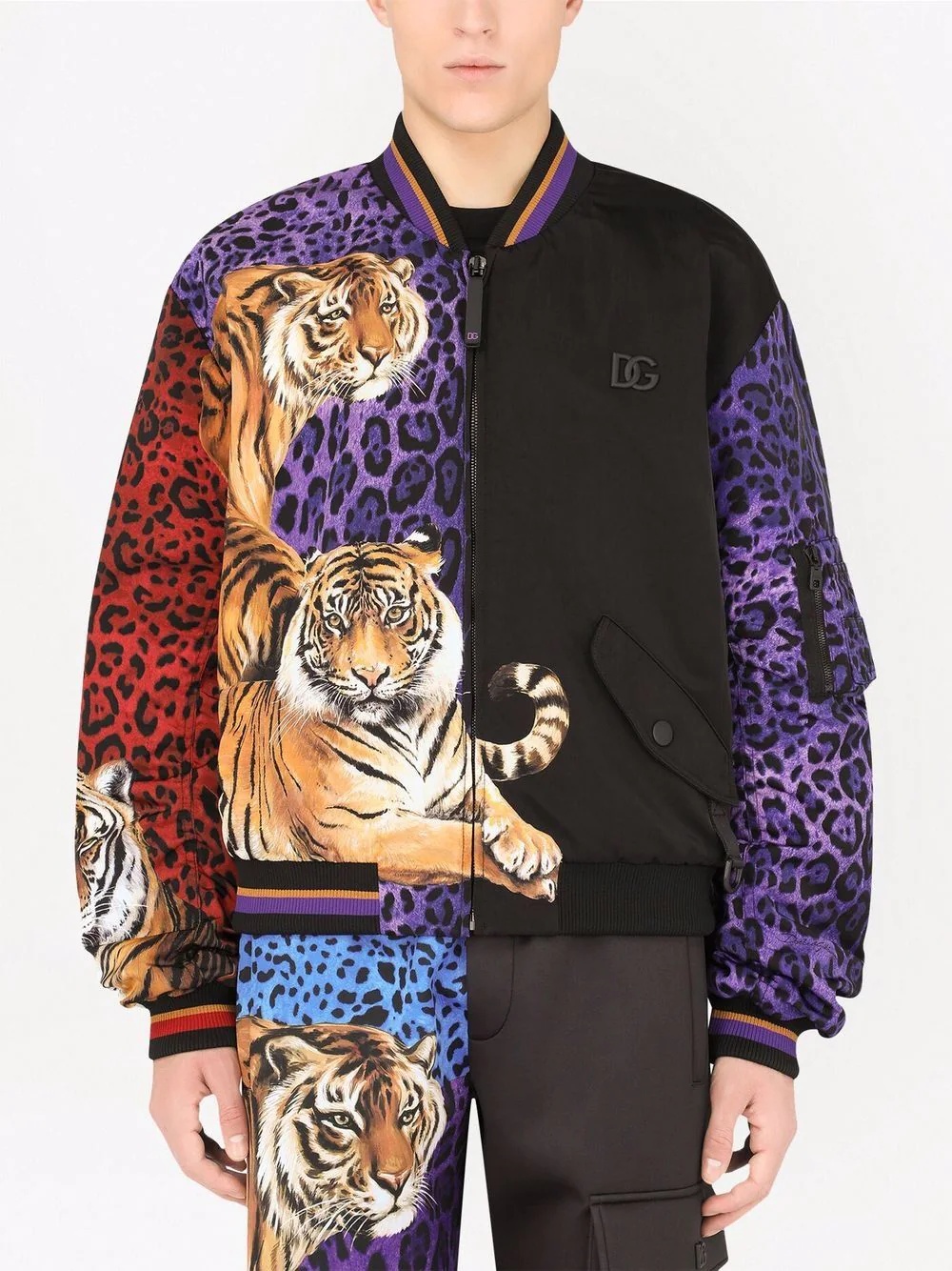 tiger-print bomber jacket - 3