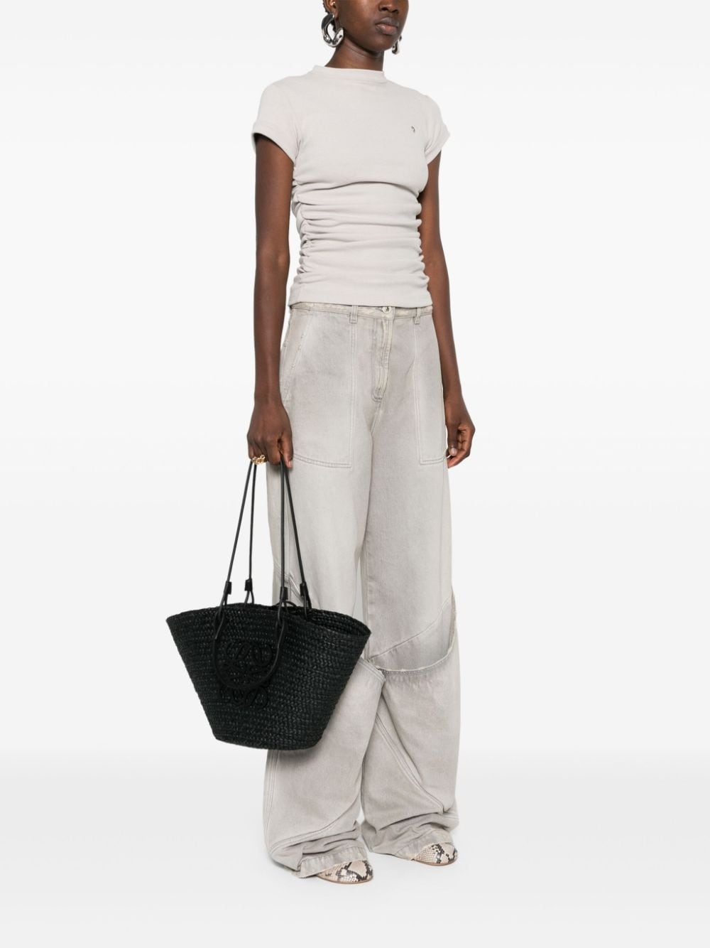 medium Anagram raffia tote bag - 2