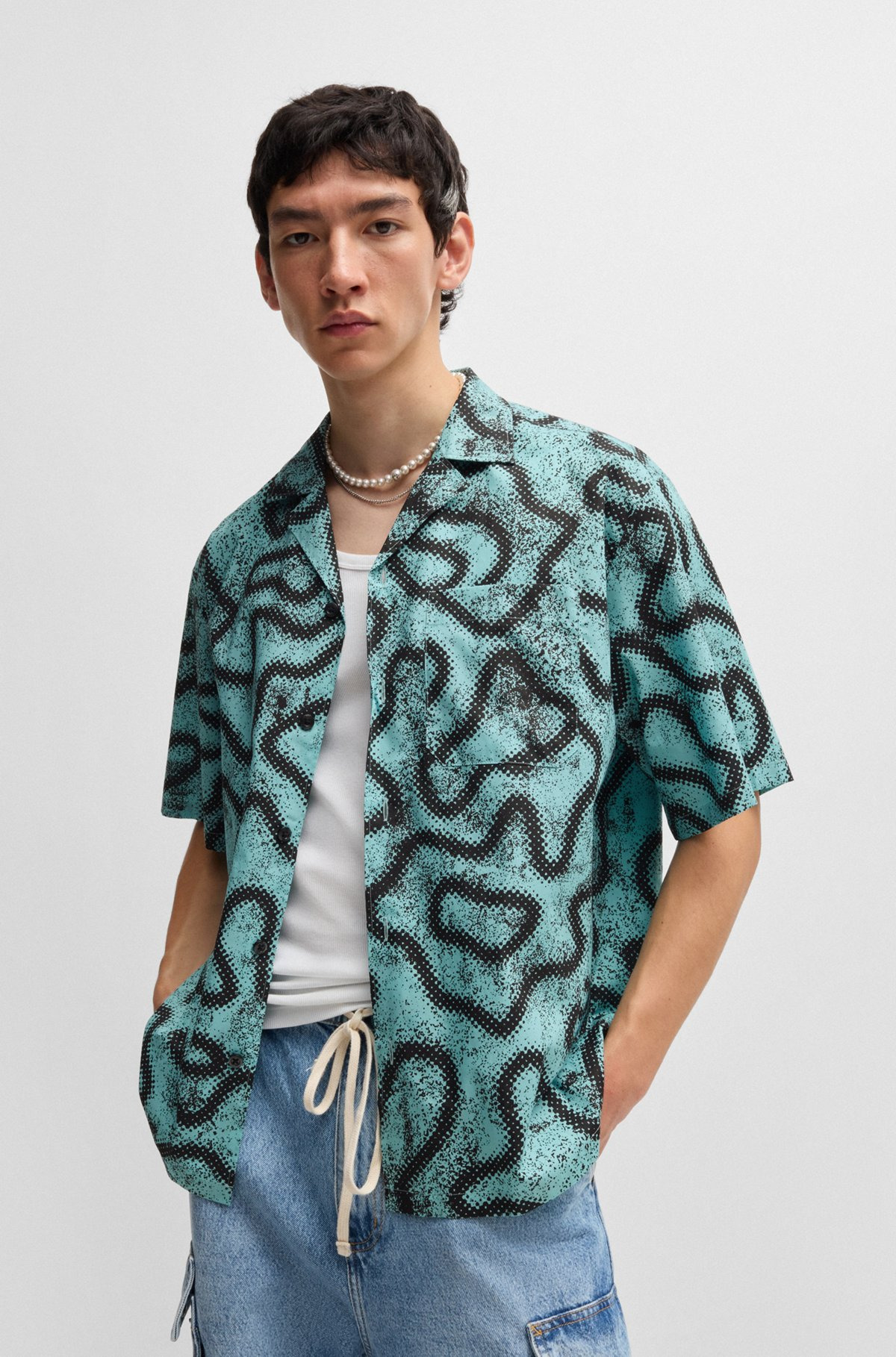RELAXED-FIT SHIRT IN PRINTED COTTON POPLIN - 2