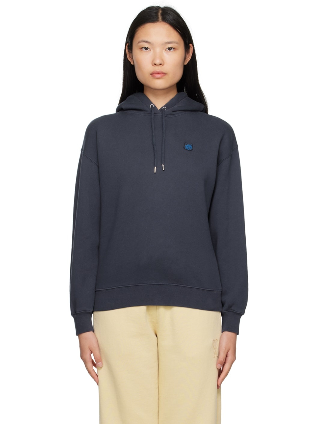 Navy Bold Fox Head Hoodie - 1