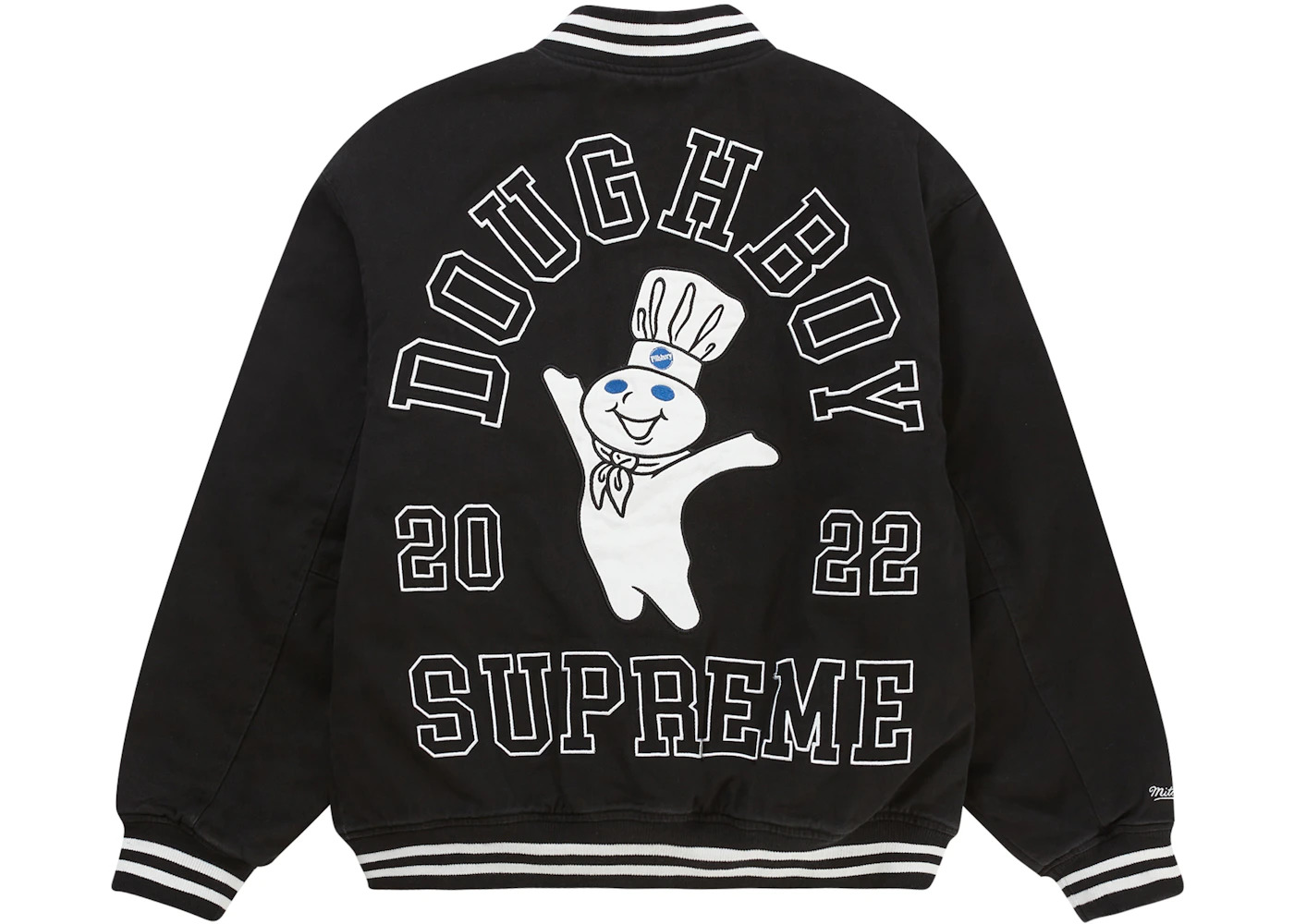 Supreme Mitchell & Ness Doughboy Twill Varsity Jacket Black - 3