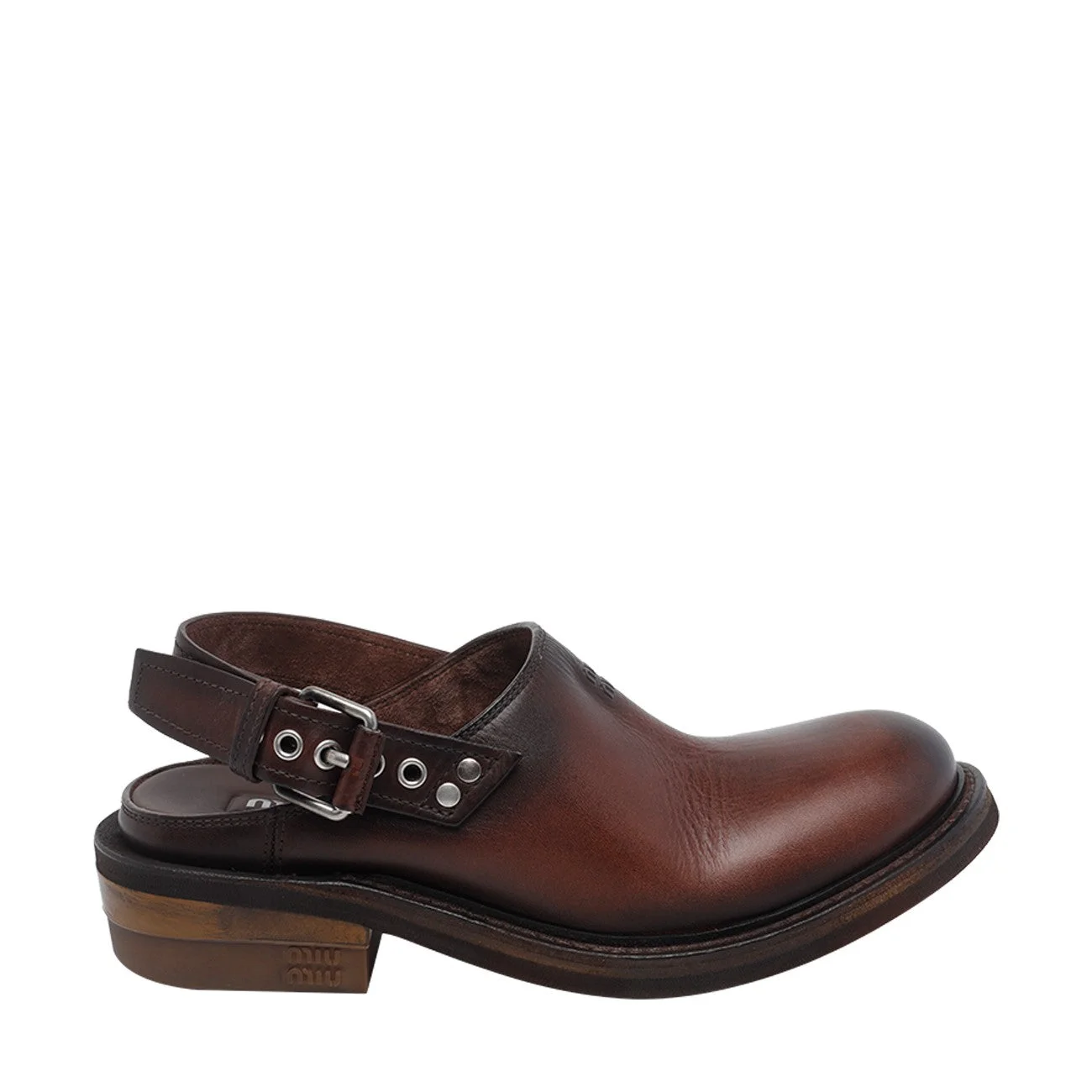 Miu Miu Women Miu Miu Logo Leather Sabot - 1