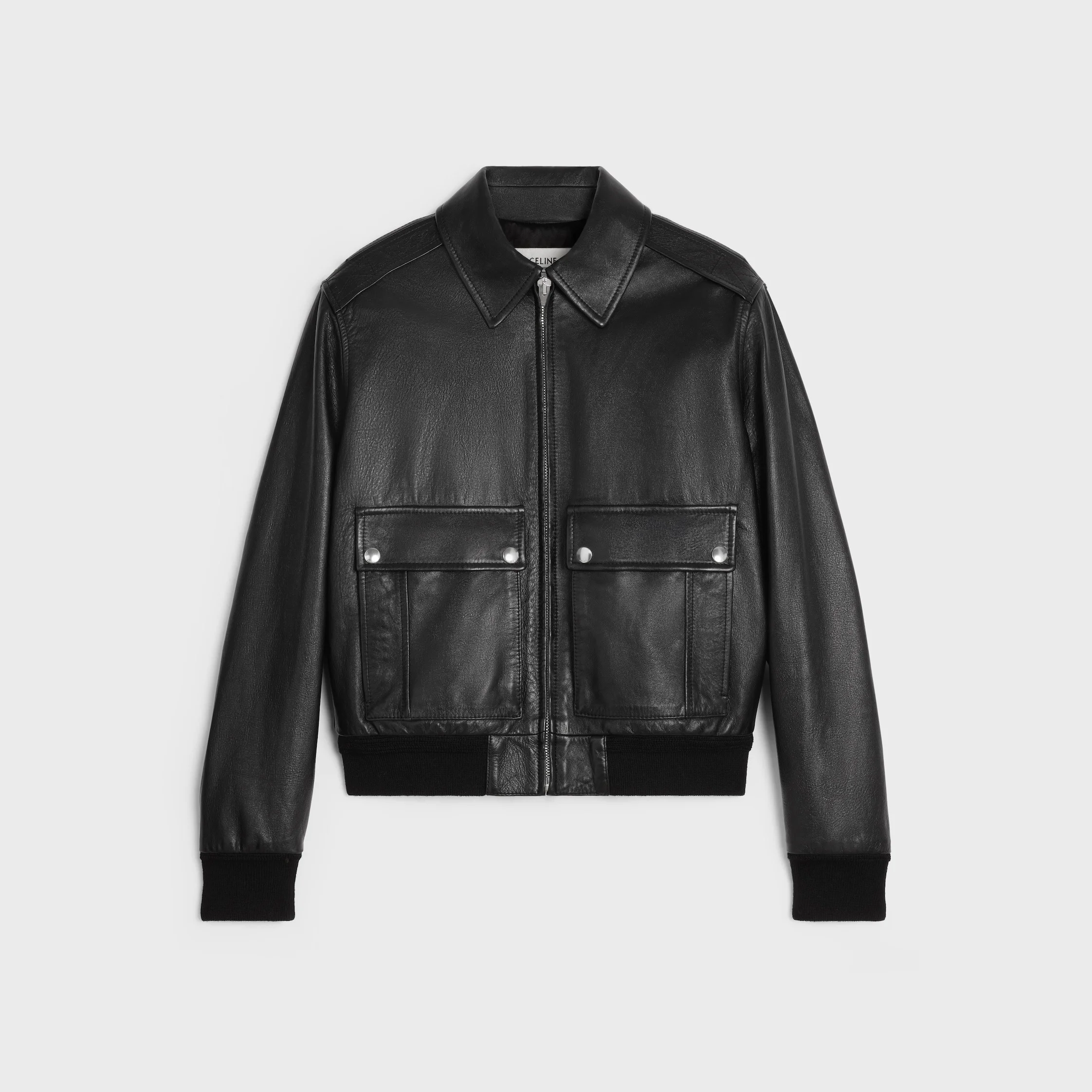 classic aviator blouson jacket in soft lambskin - 1