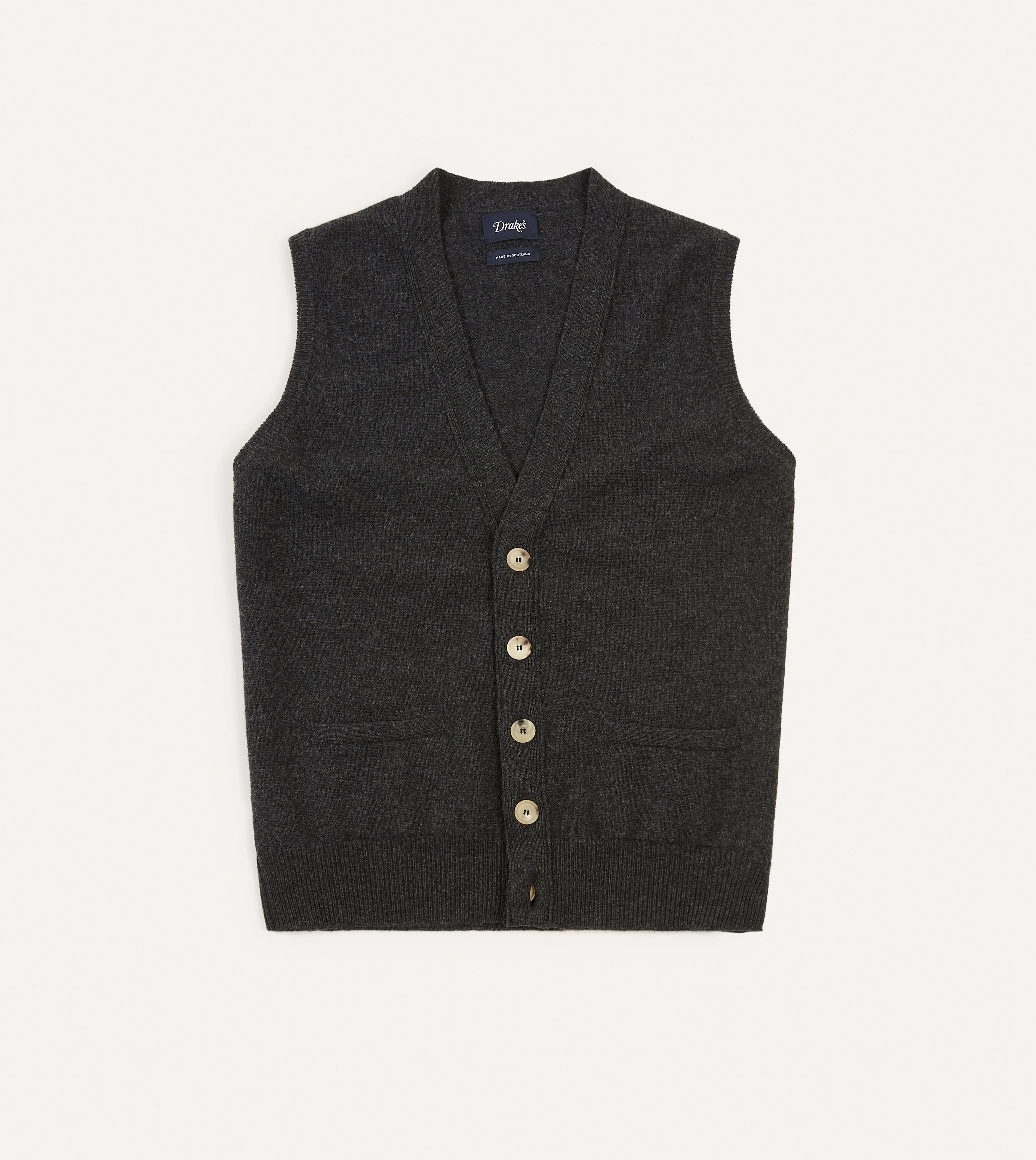Charcoal Lambswool Sleeveless Cardigan - 1