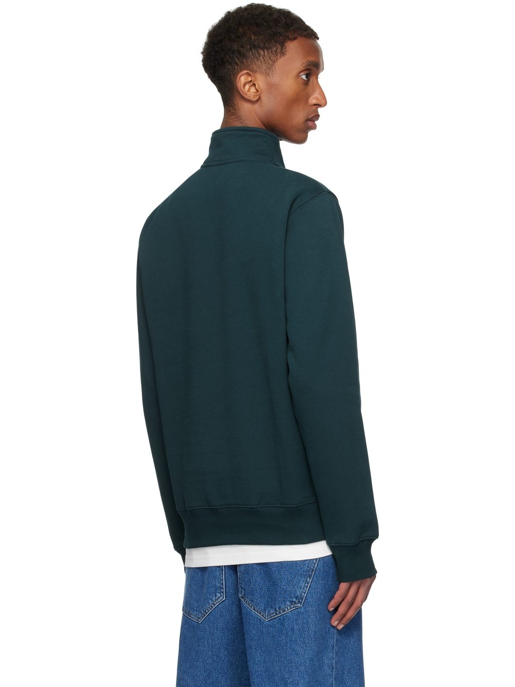 Blue Chase Neck Zip Sweatshirt - 3