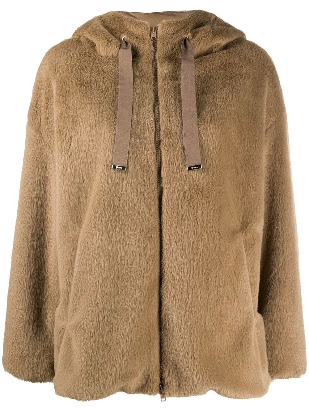 shearling style hooded jacket - 1