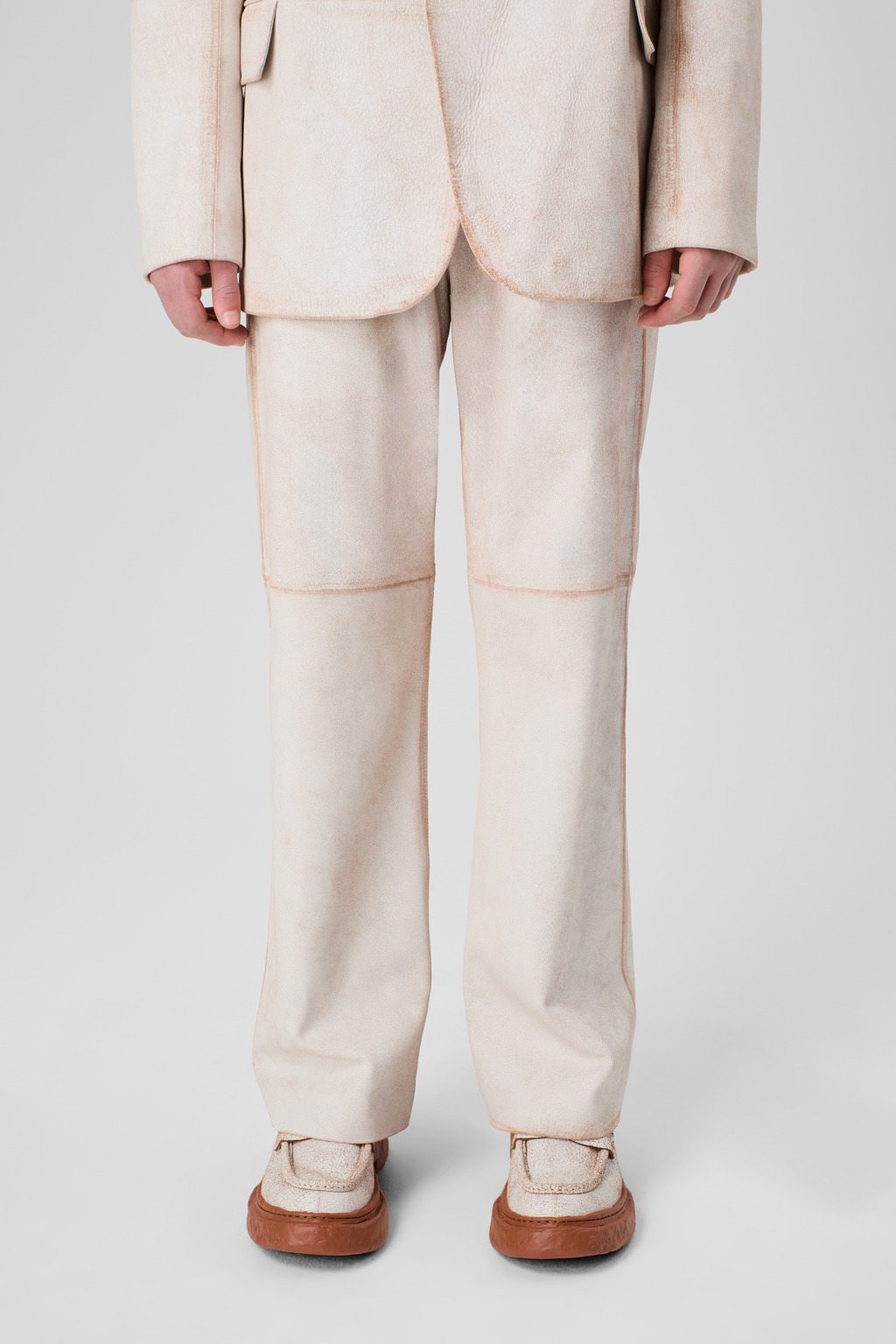 White cracked leather trousers - 5