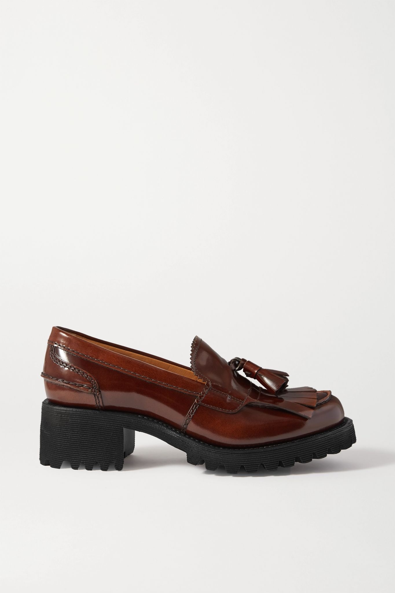 Colleen tasseled glossed-leather loafers - 1