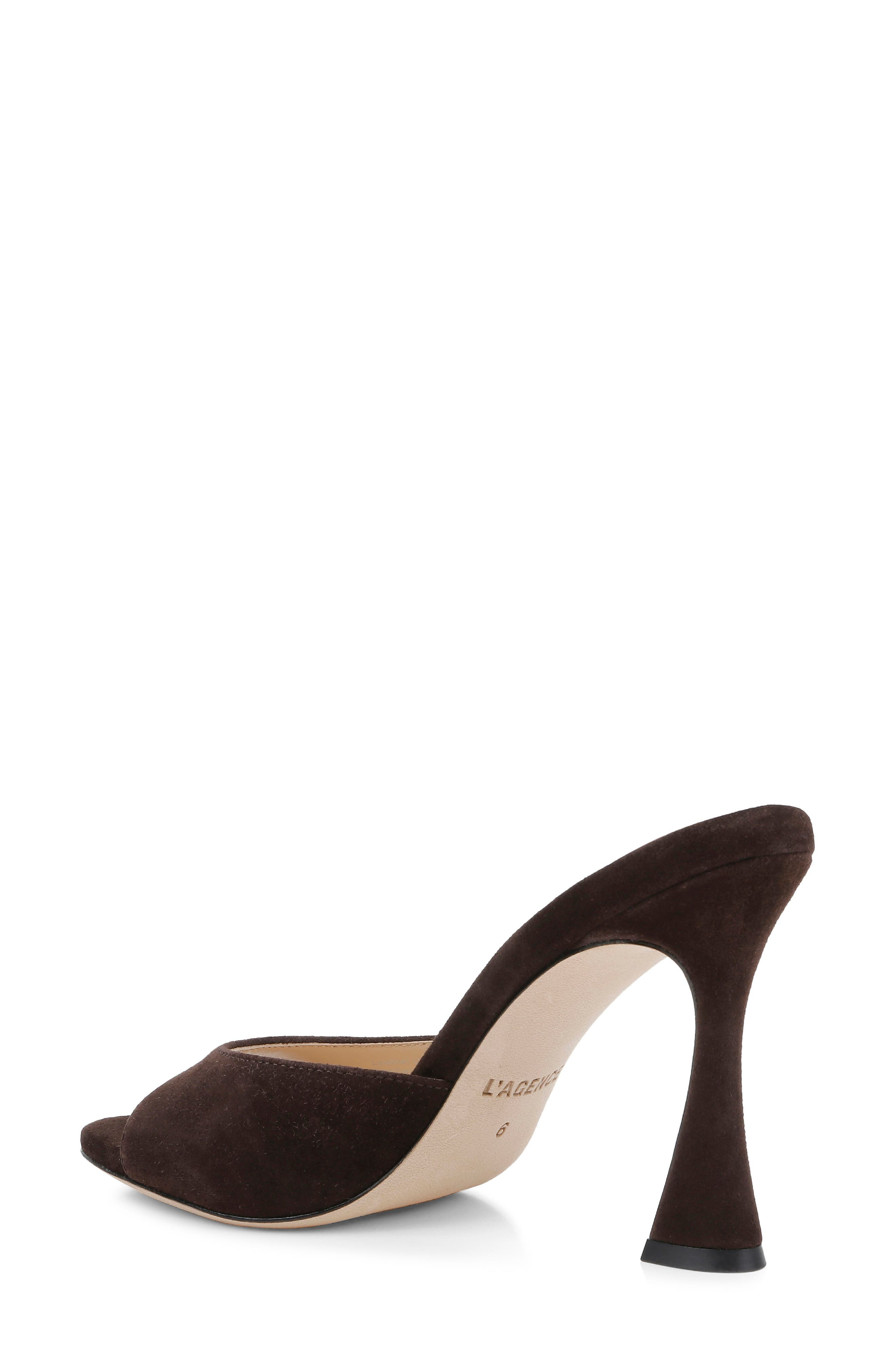 L'AGENCE Avery Slide Sandal in Dark Brown Suede at Nordstrom - 2