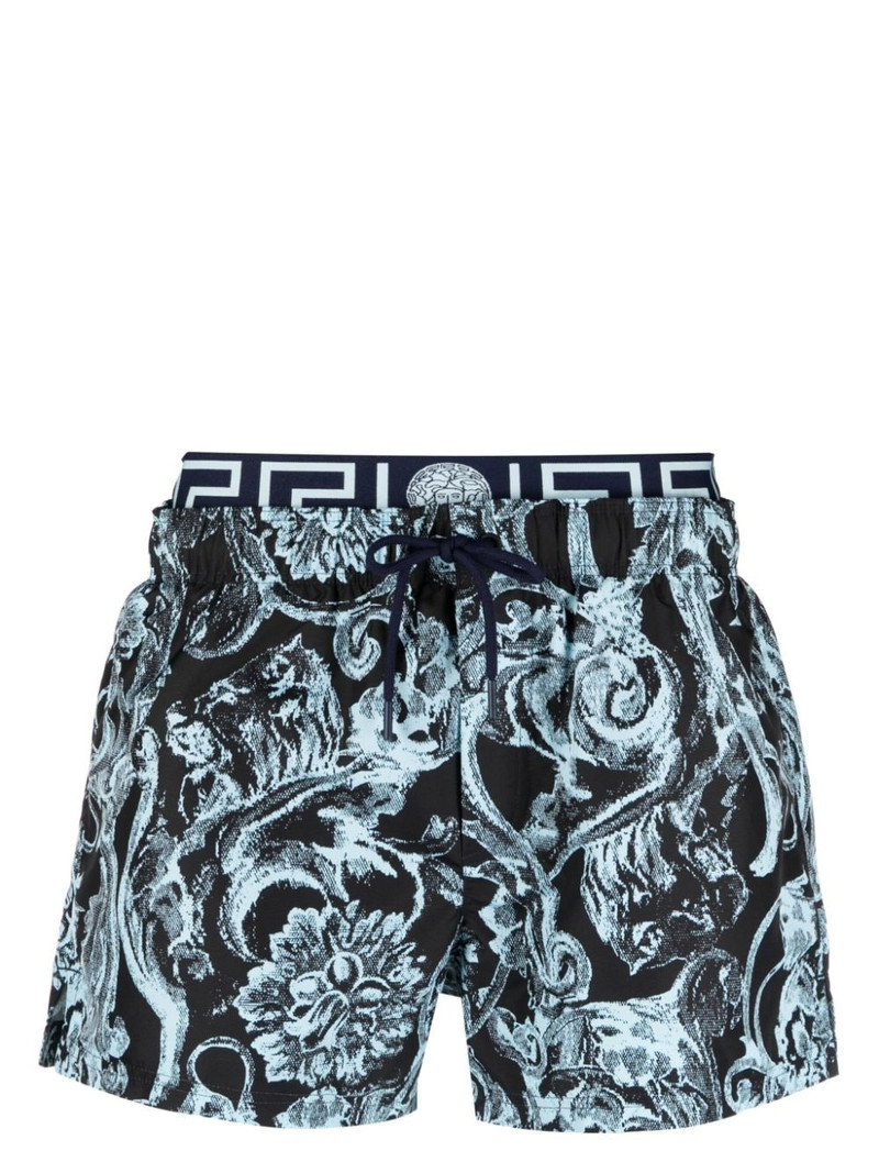 Barocco print layered swim shorts 1