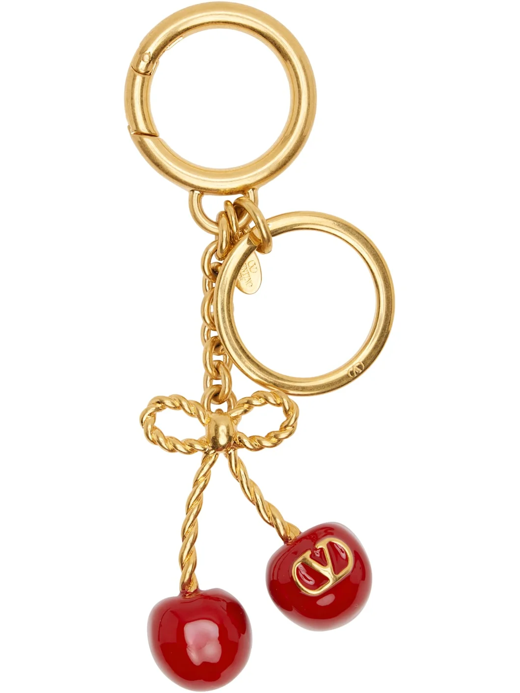Gold 'Chez Valentino' Bag Charm Keychain - 1