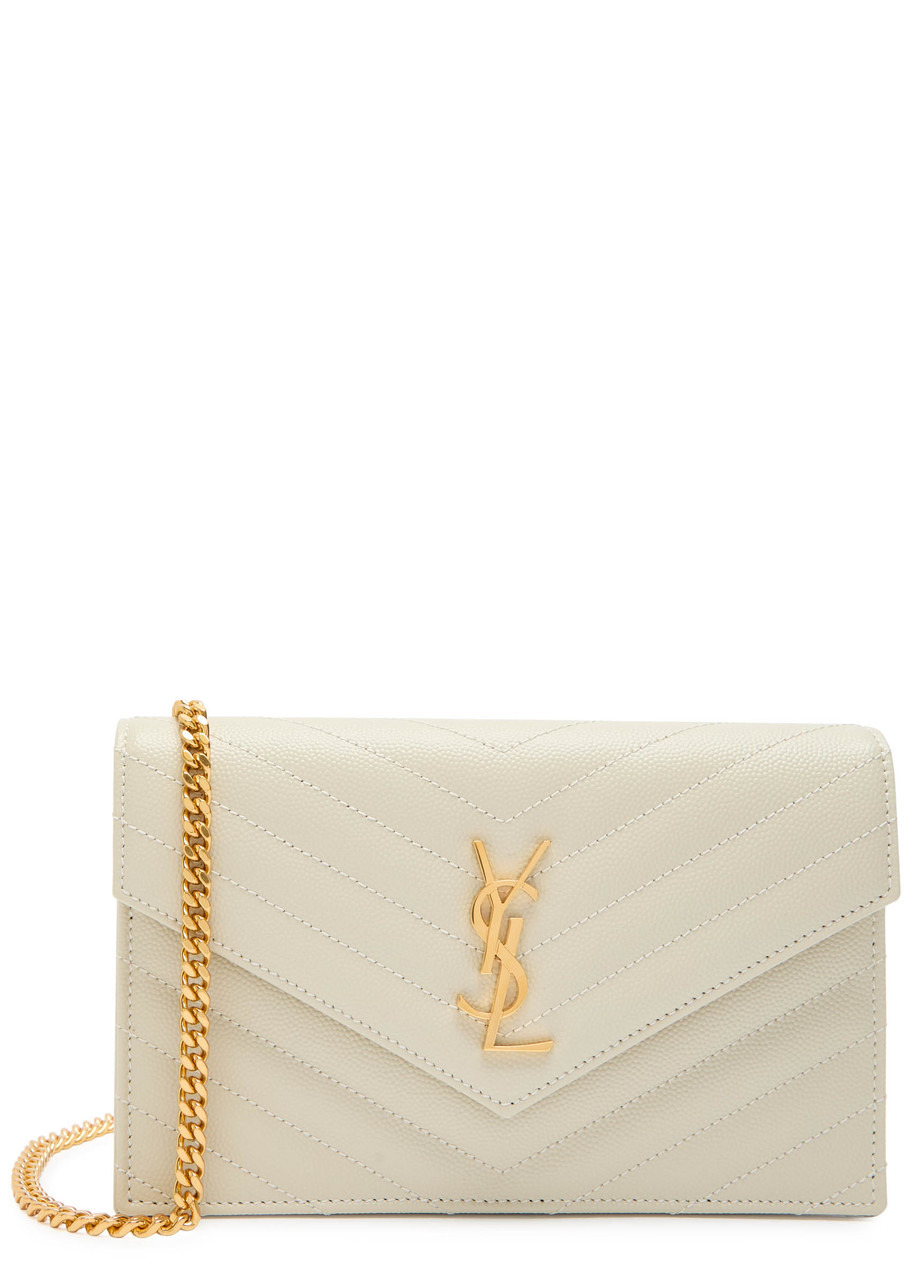 Saint Laurent Logo Quilted Leather Wallet-on-chain - 1