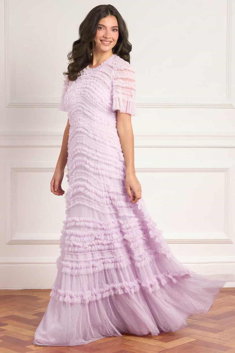 Needle & Thread Amara Round Neck Ruffle Gown outlook