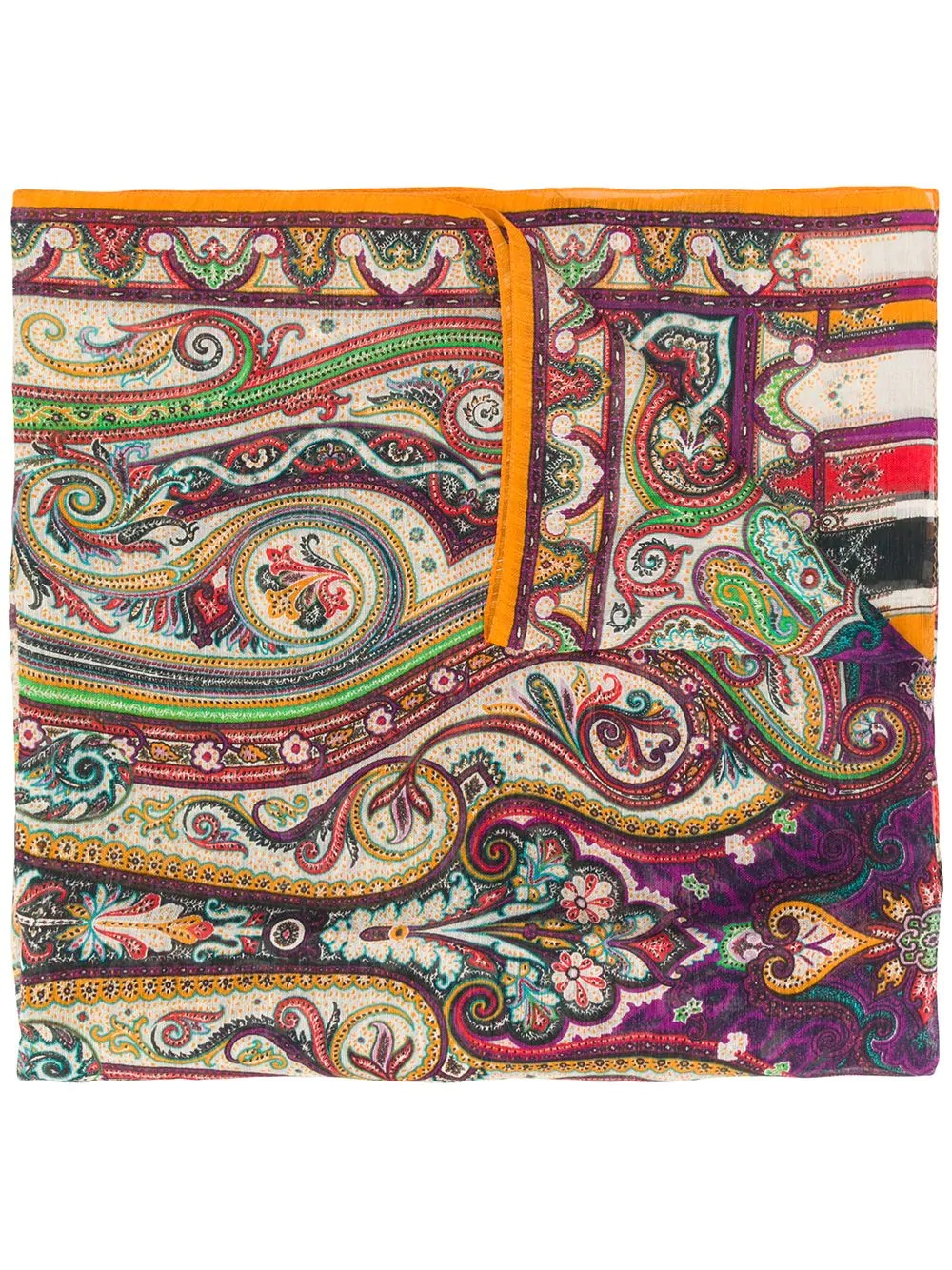 contrast paisley patterned scarf - 1