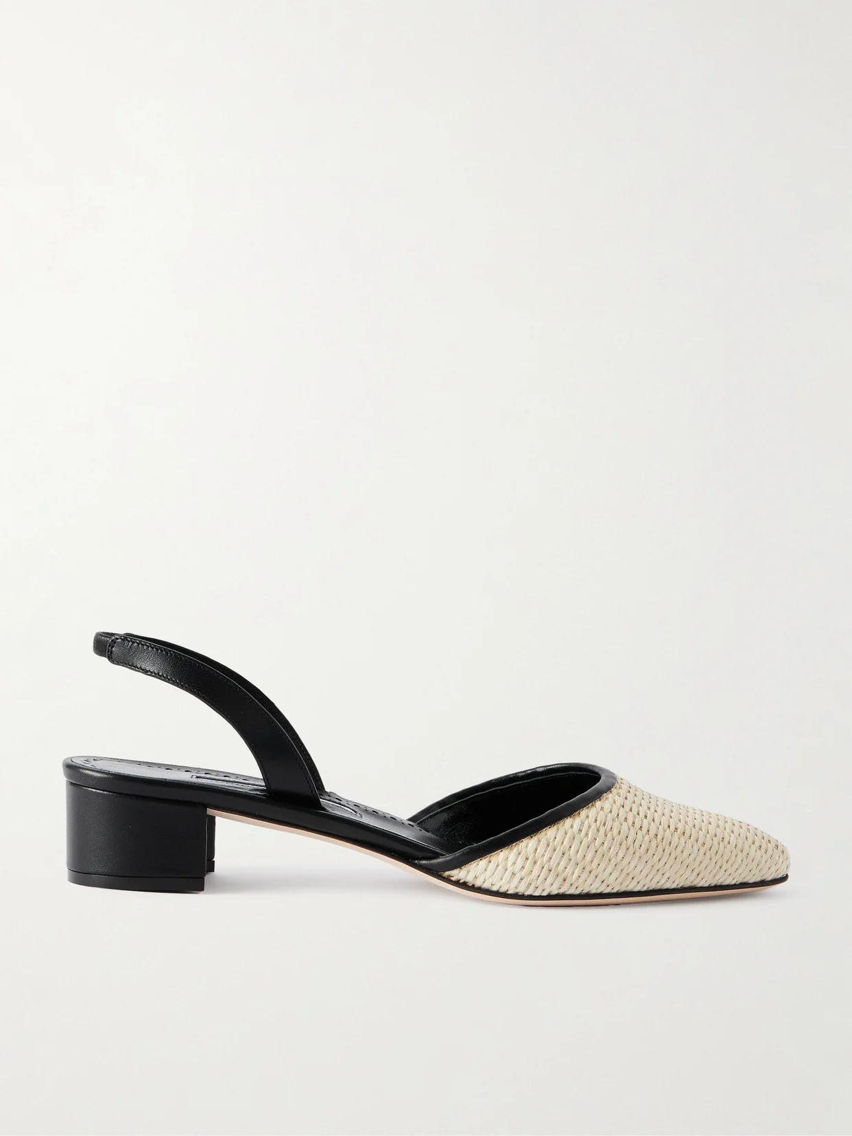 Raffro 30 Leather-trimmed Raffia Slingback Pumps - 1