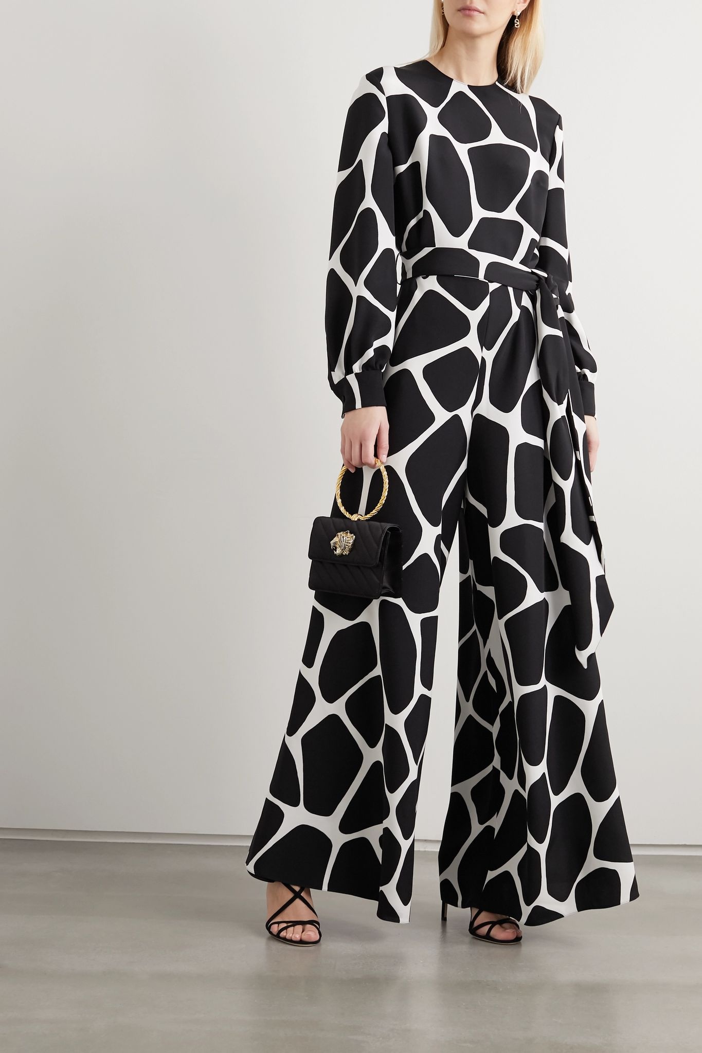 Belted printed silk-crepe jumpsuit - 2