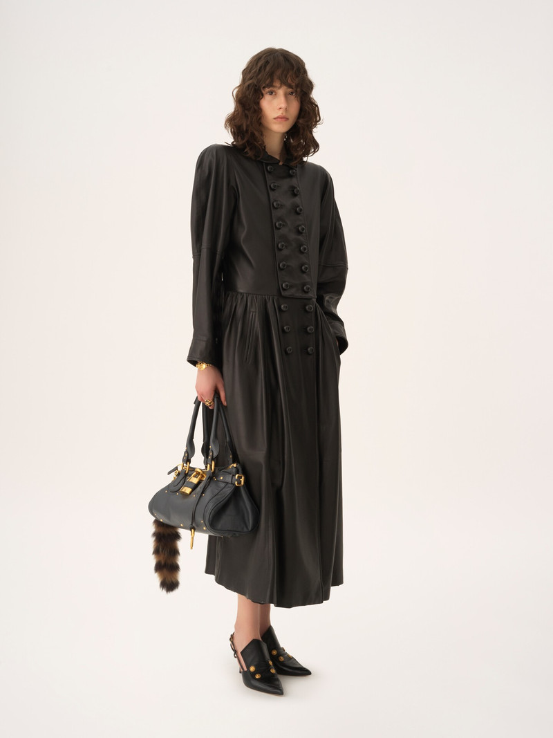 Chloé OVERSIZED LONG RIDING COAT IN LEATHER outlook