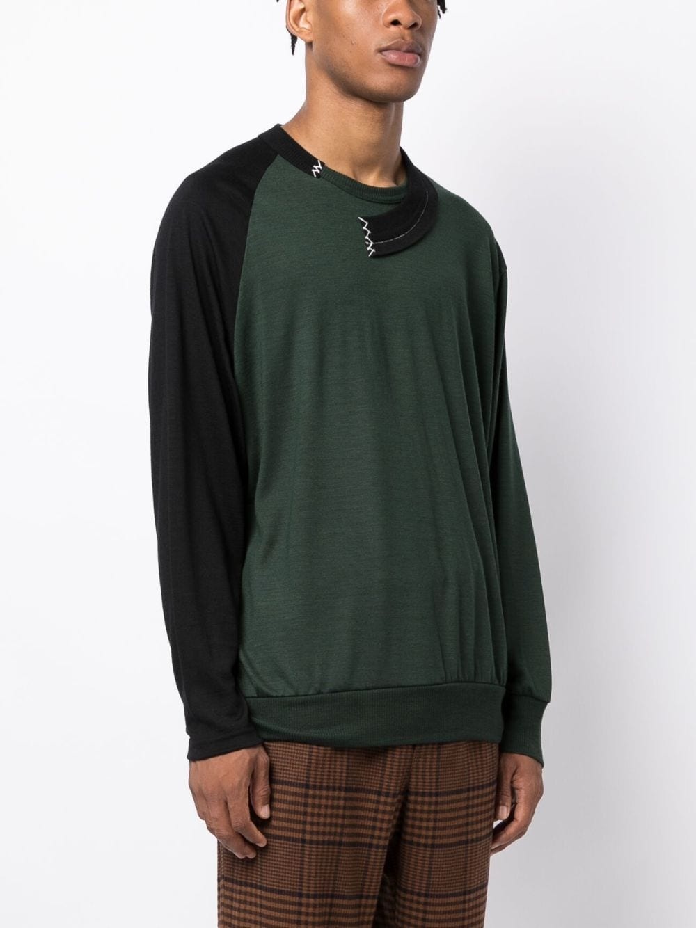asymmetric wool long-sleeve T-shirt - 3