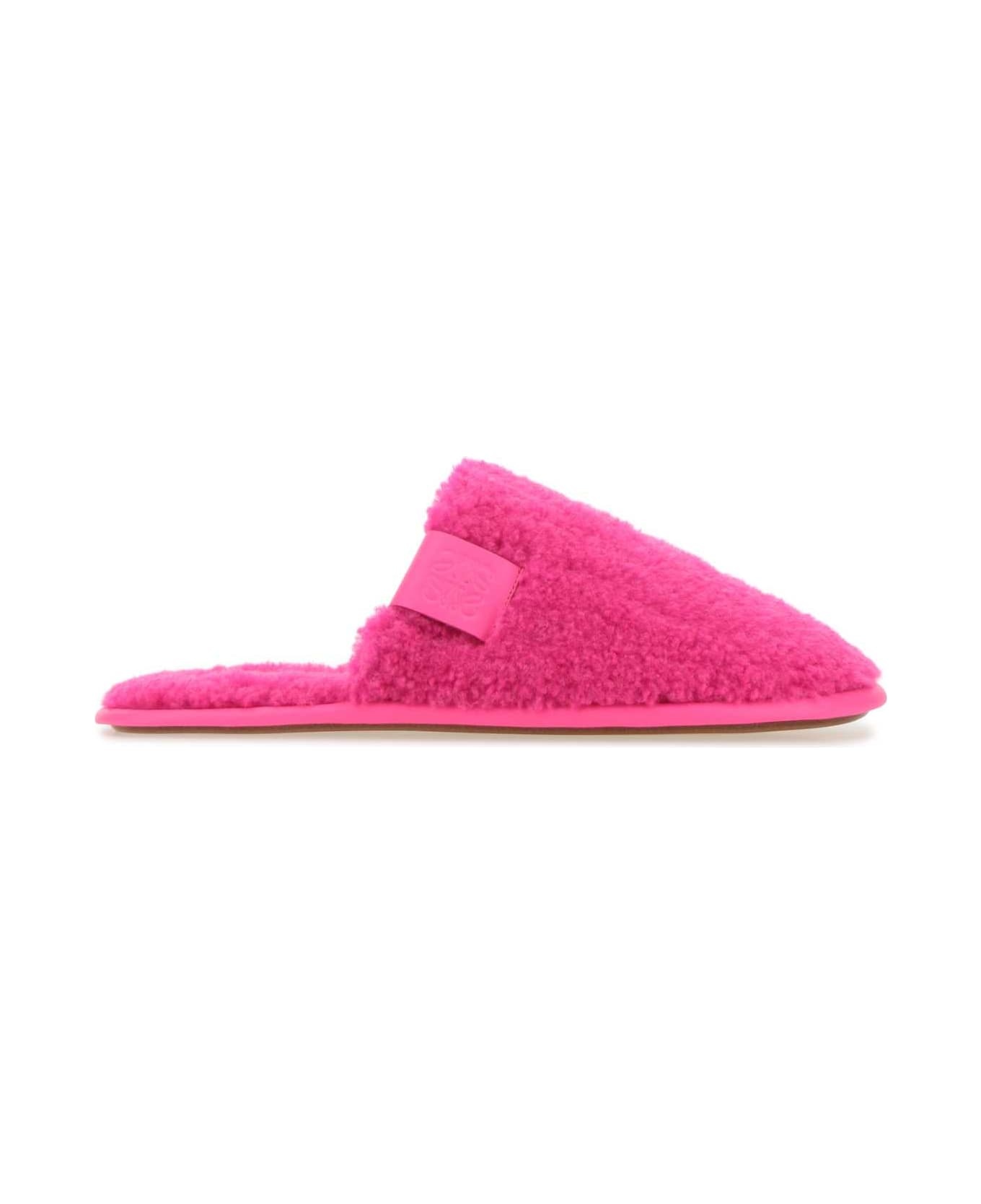 Fluo Pink Pile Slippers - 1