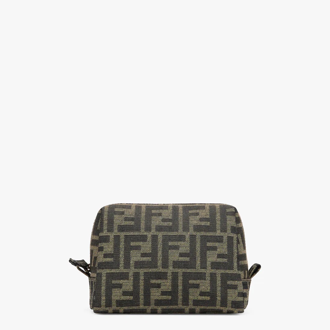 Small toiletry case with zip fastening and inside pocket. Made of fabric with iconic brown jacquard  - 1