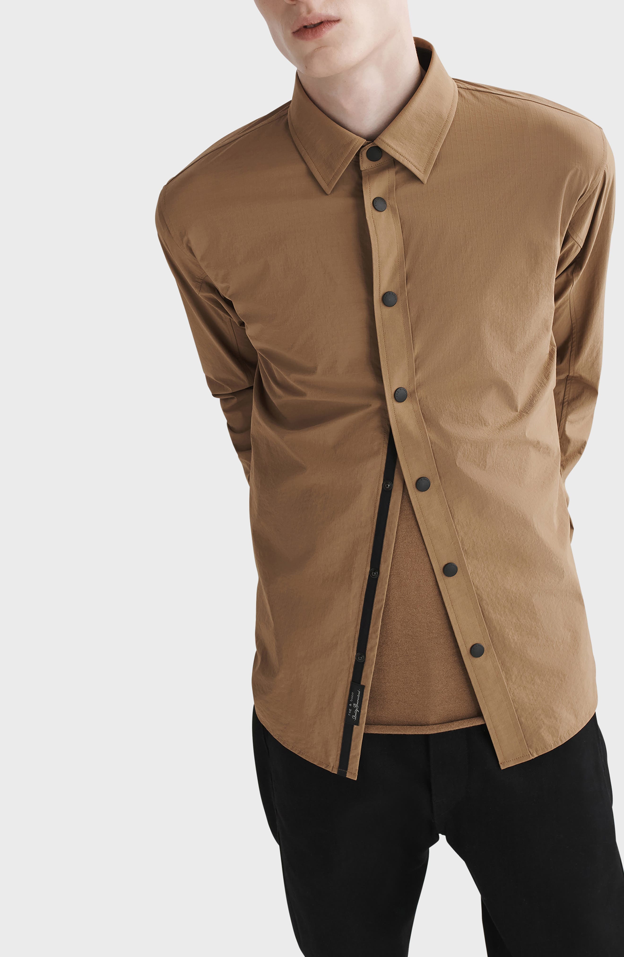 rag & bone Flyweight Ripstop Snap-Up Shirt in Ermine at Nordstrom - 5