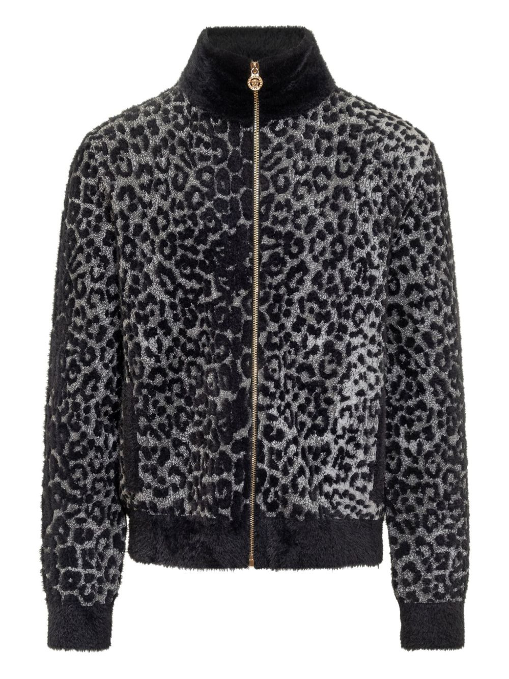 leopard-pattern zip-up sweatshirt - 1