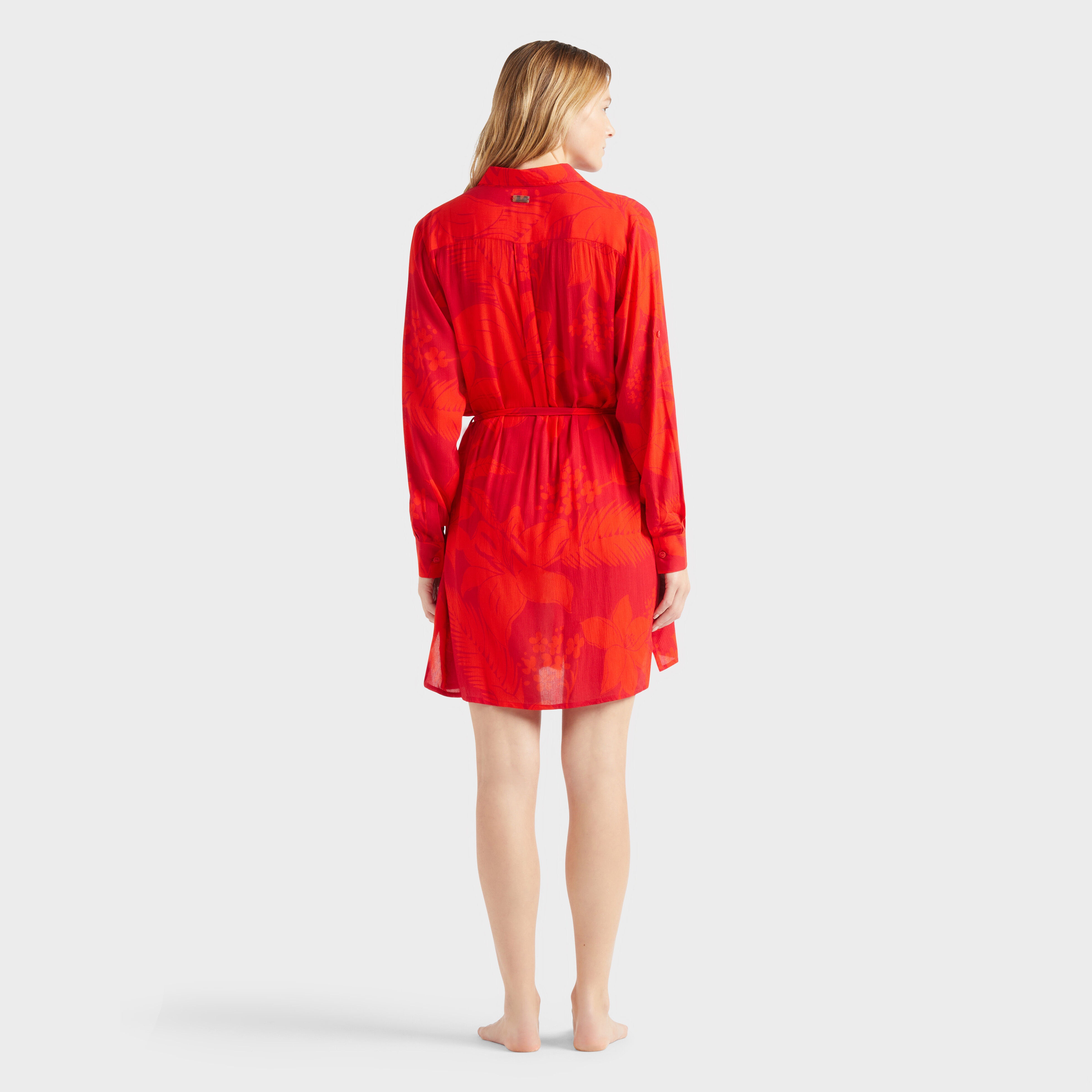 Women Viscose Shirt Dress Flower Power - 4