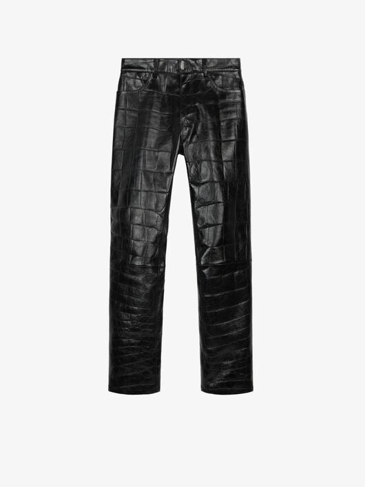 PANTS IN CROCODILE EFFECT LEATHER - 4