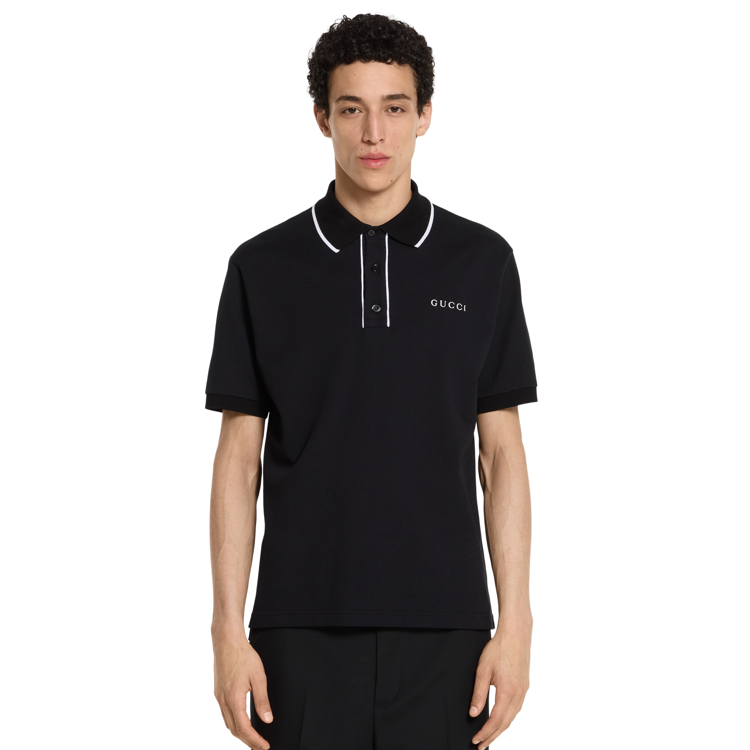 Cotton piquet polo shirt with embroidery - 3