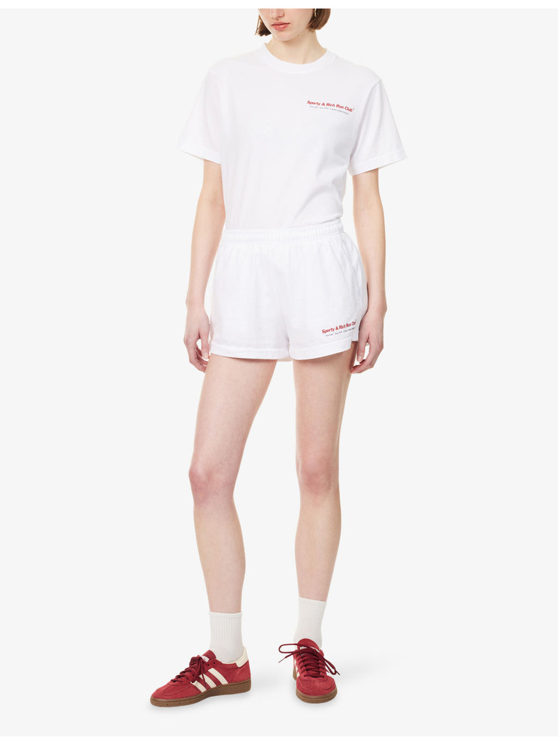 Sporty & Rich Duty Disco Printed Cotton Sweat Shorts outlook