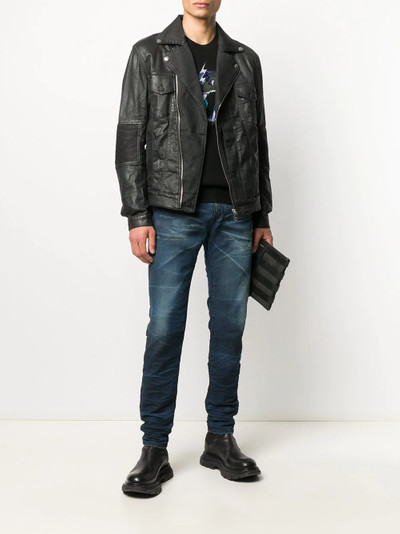 Diesel zip-up faux leather jacket outlook