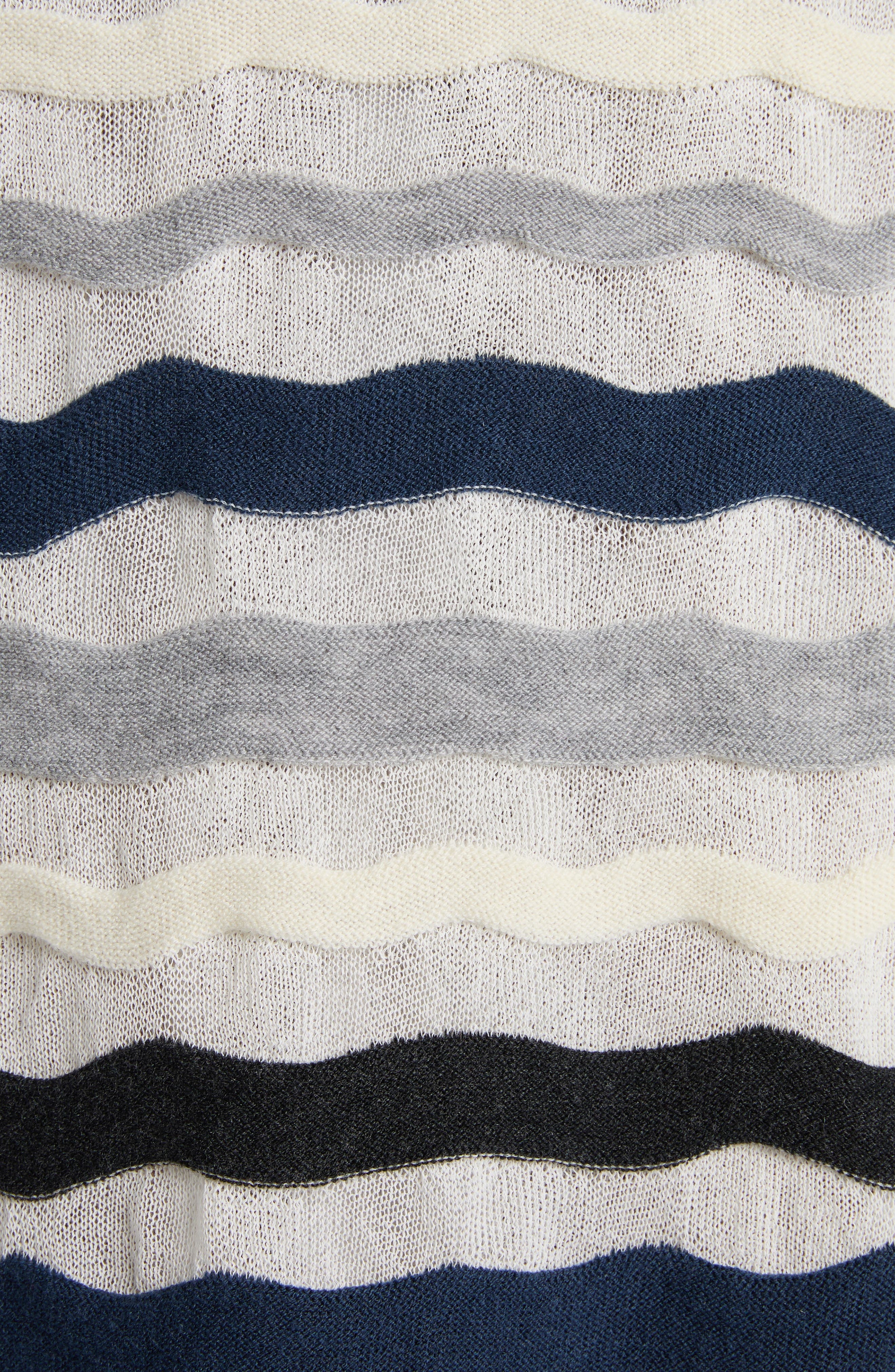 Bottega Veneta Layered Chevron Stripe Wool Blend Polo Sweater in Chalk Wave Grey at Nordstrom - 6