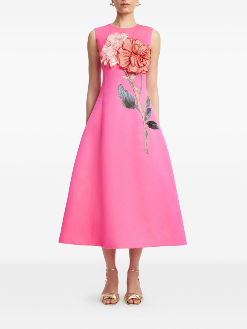 LEO LIN Cleo flower-appliqué midi dress outlook
