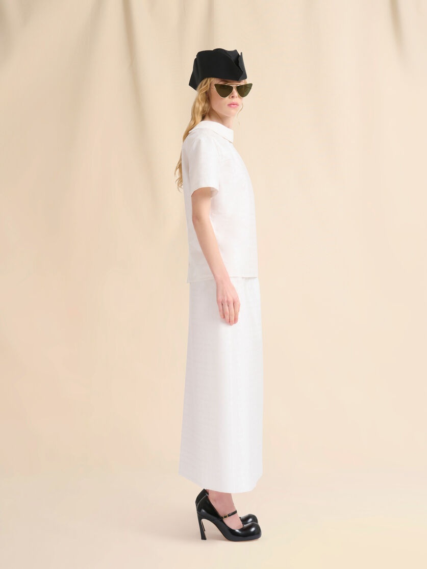WHITE TOILE SKIRT WITH CHECK AND DOTS JACQUARD MOTIF - 5