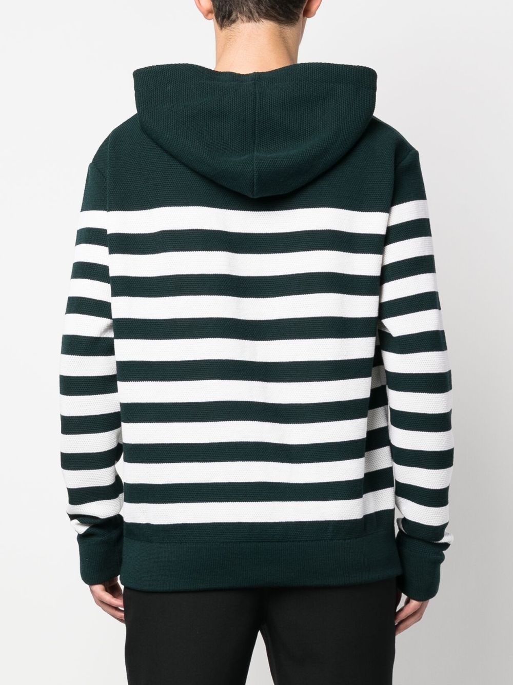 striped wool-blend knitted hoodie - 4