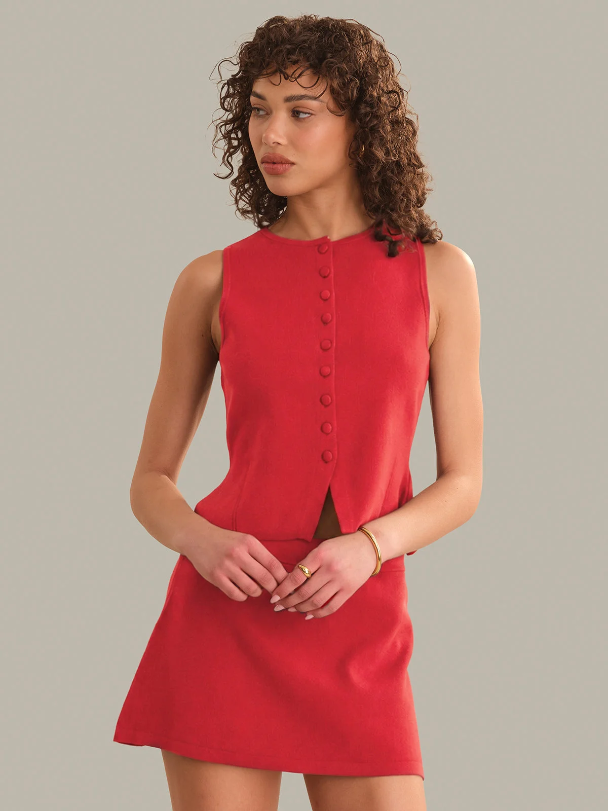 Nicolette Fitted Button Front Vest - 1