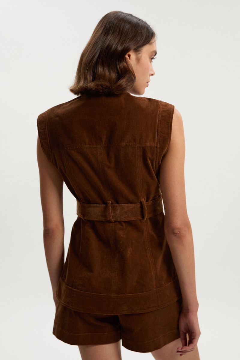 Stretch Cord Belted Sleeveless Jacket 5