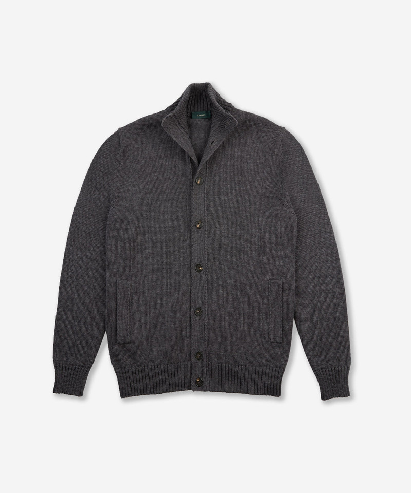 Slim-fit merino wool Bomber cardigan 1