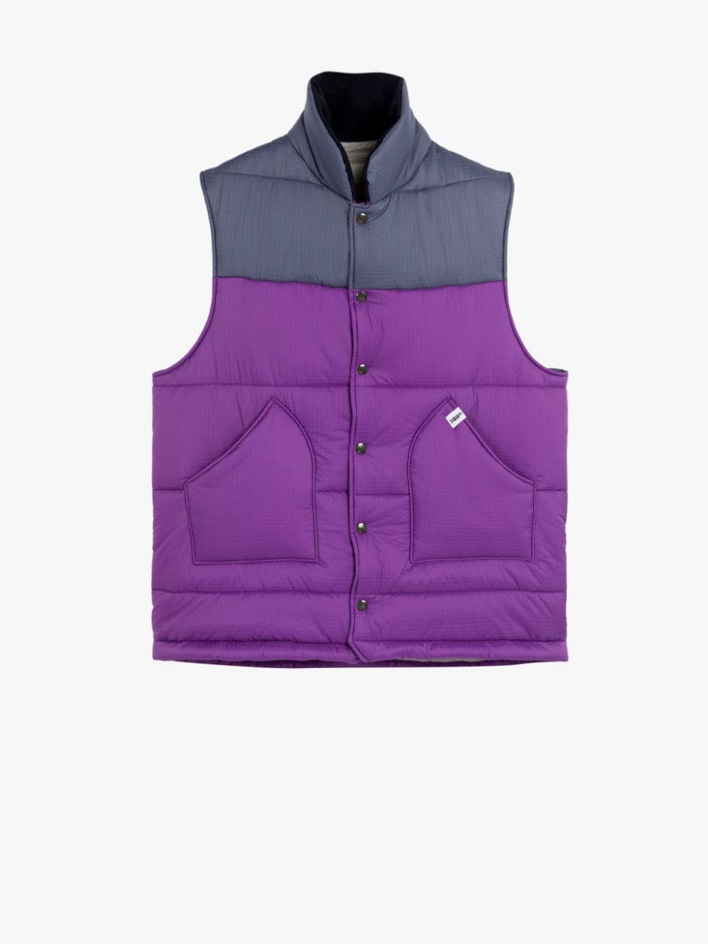 CONTRAST PURPLE & NAVY NYLON GILET - 1