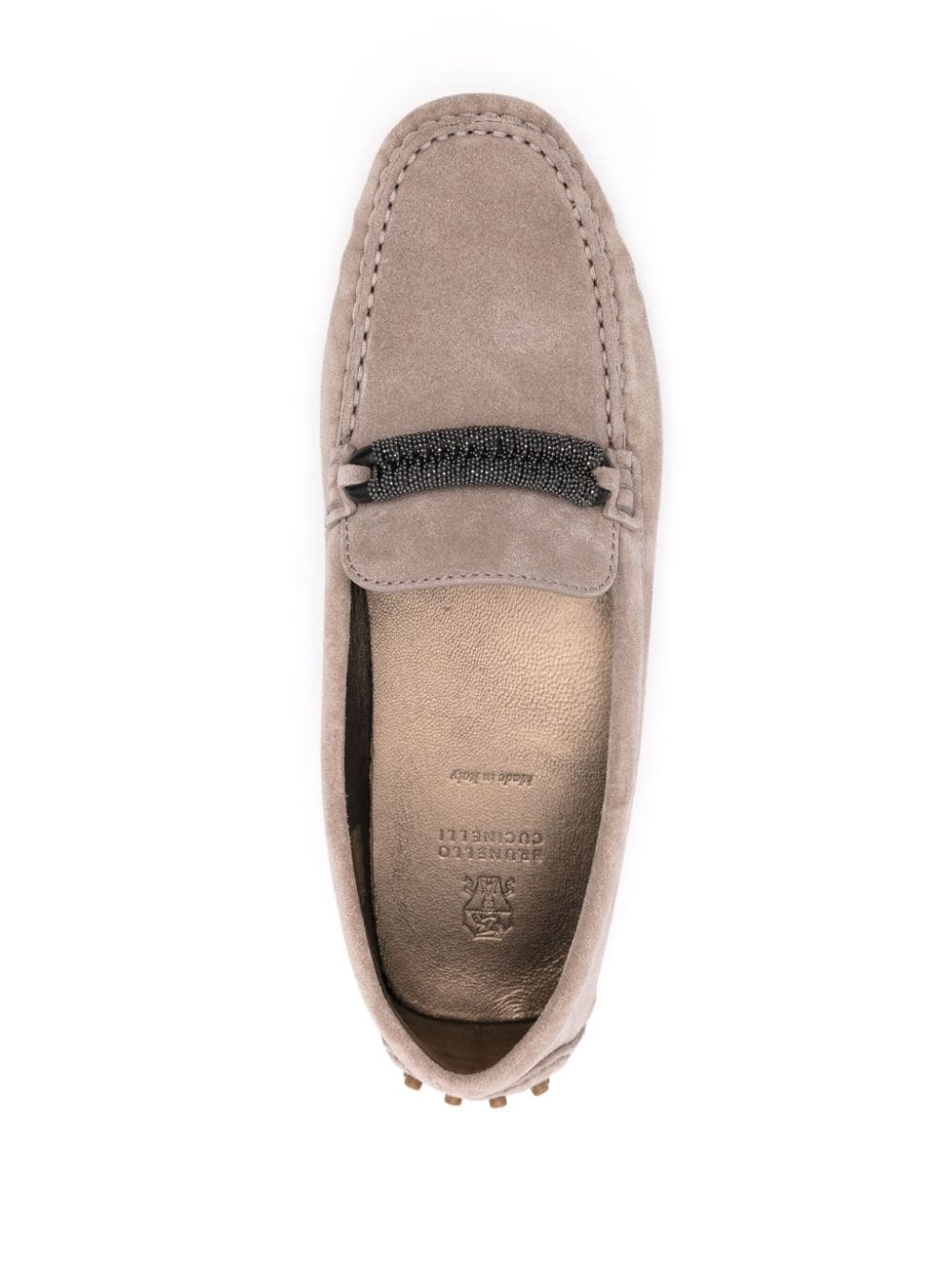 Monili-strap suede loafers - 4