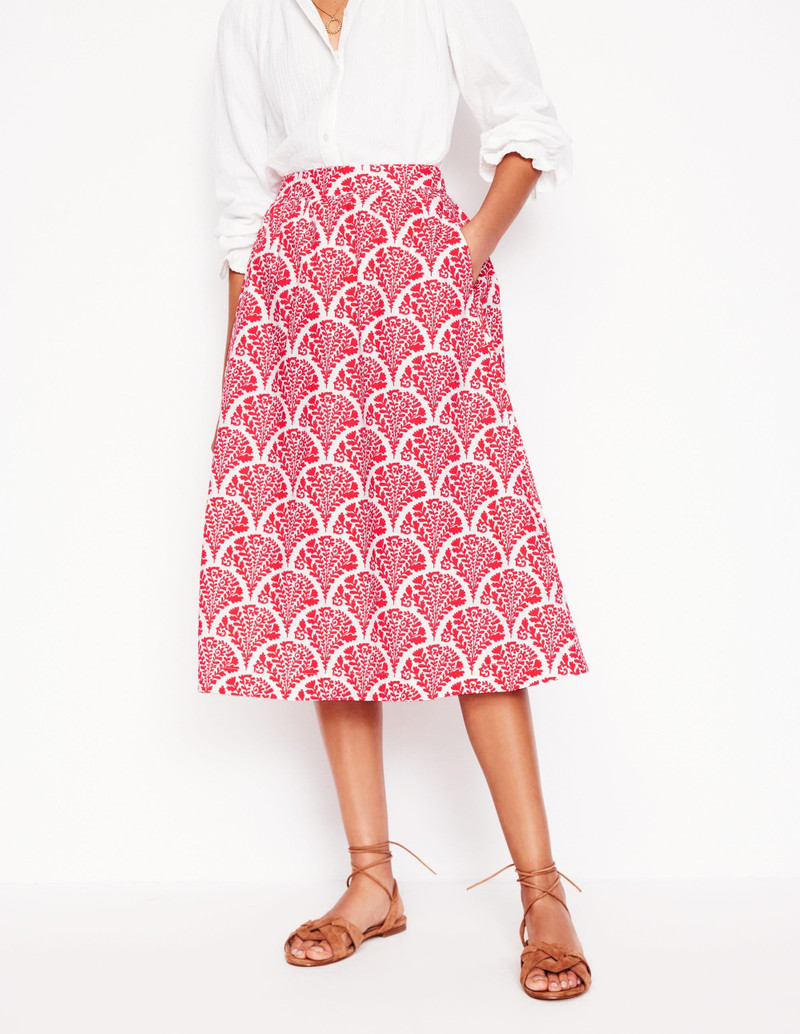Hattie Poplin Midi Skirt-Jam Red, Blossomy 5