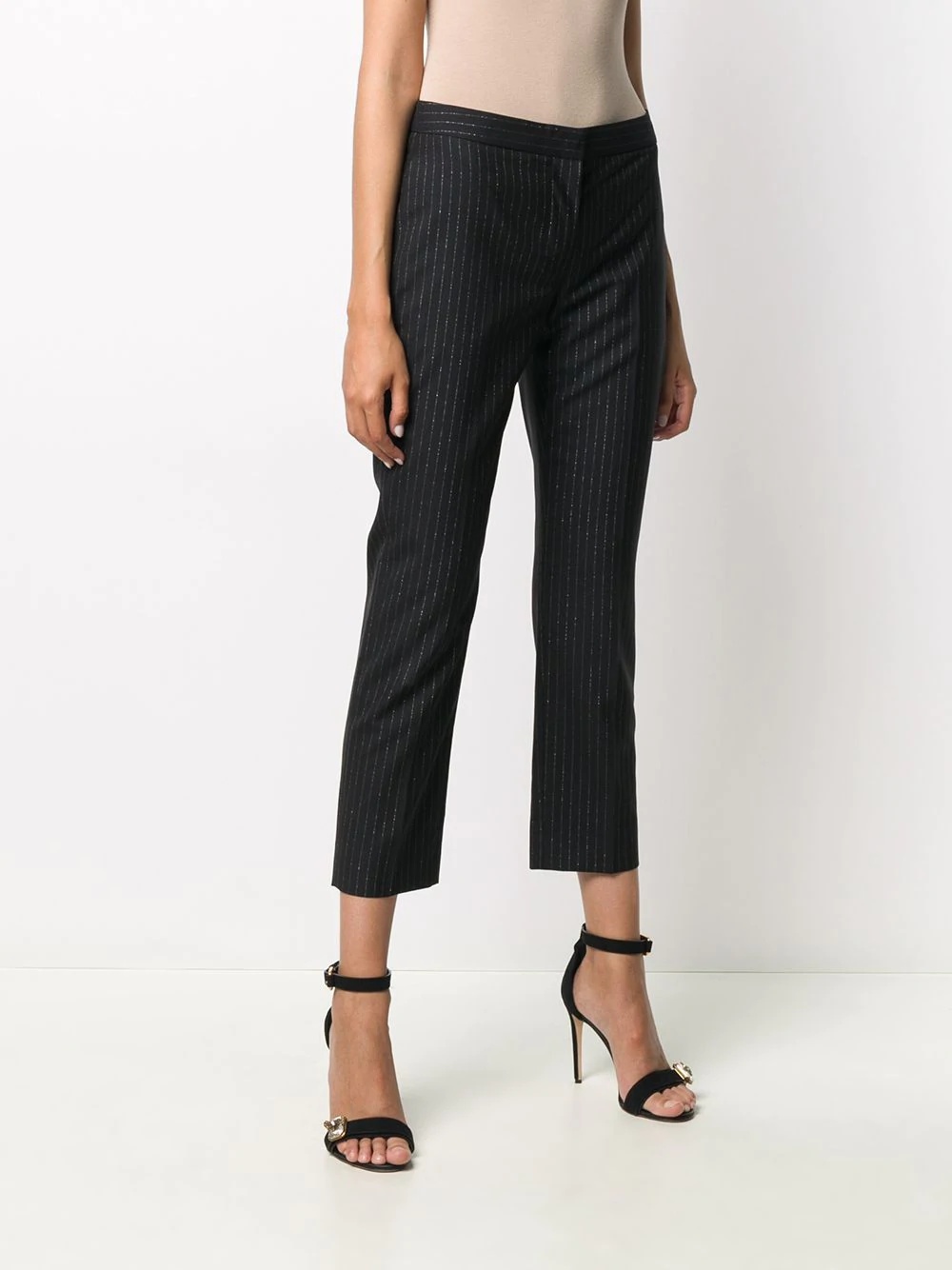 pinstripe print cropped trousers - 3