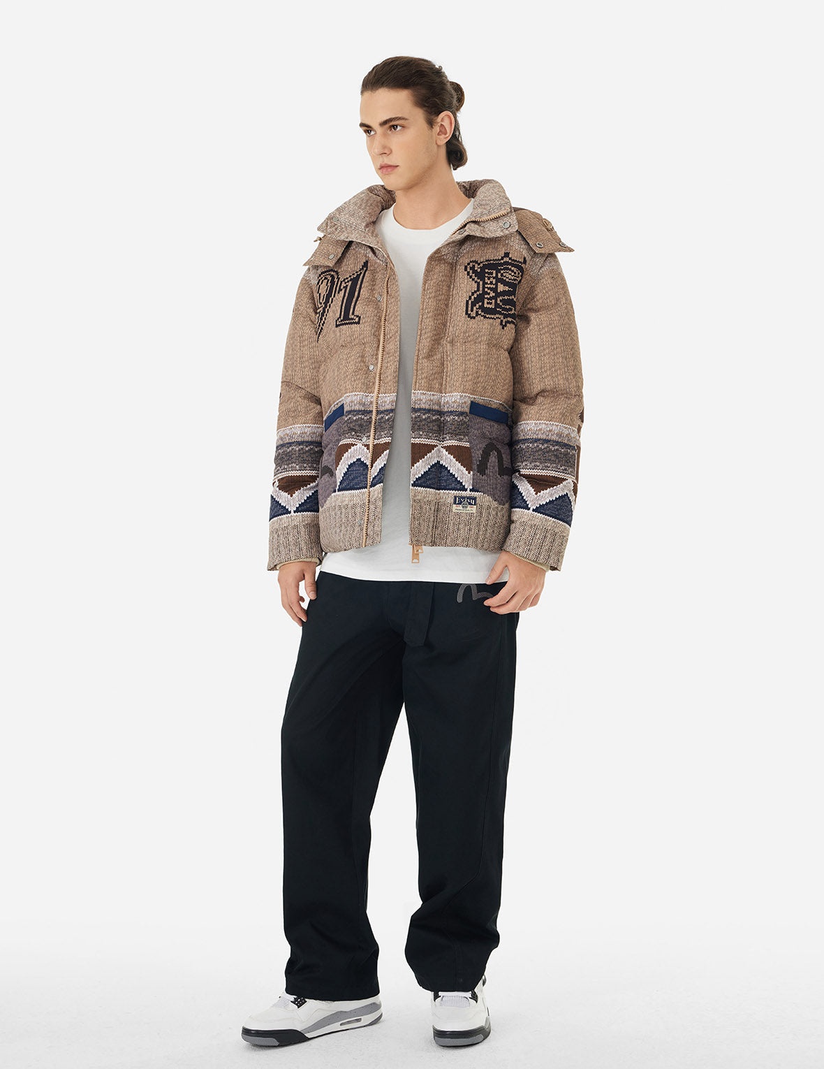 Allover Chimayo Tapestry Knit Print Regular Fit Down Jacket - 4