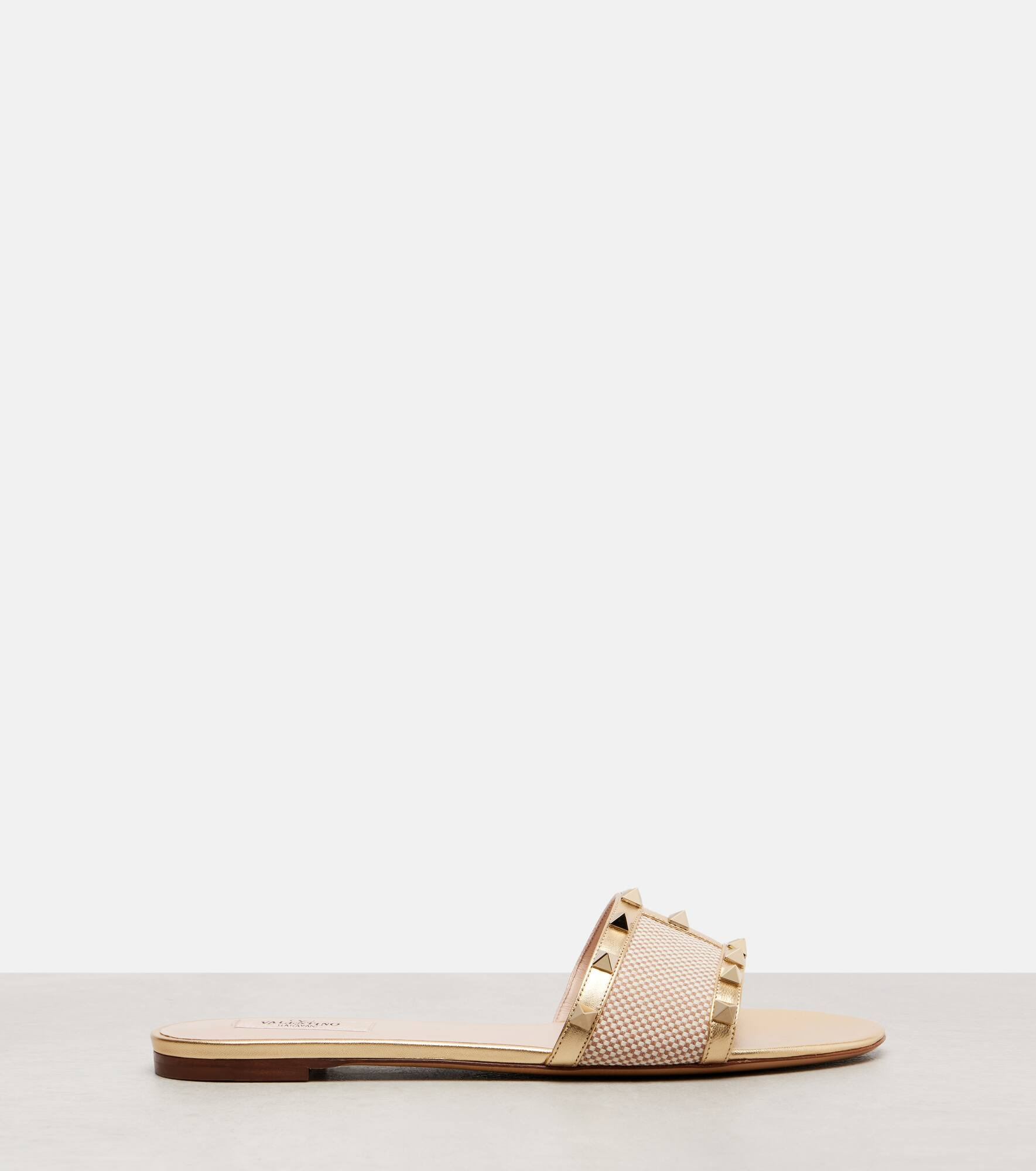 Rockstud leather-trimmed slides - 4